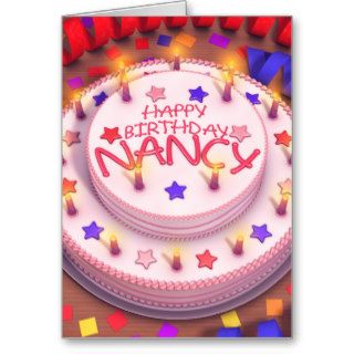 Nancy's Birthday Cake Greeting Cards
