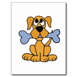 XX  Funny Puppy Dog with a Bone Design Postcards