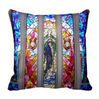 Figures in Stained Glass Window Pillow