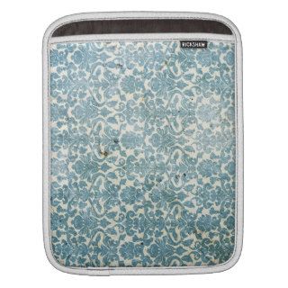Vintage Baby Blue Damask Pattern Background iPad Sleeves