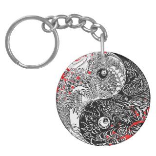 Cool blood splatter Yin Yang Dragons tattoo art Acrylic Keychains