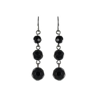 Roman Black plated Faceted Black Crystal Bead Dangle Earrings Roman Crystal, Glass & Bead Earrings