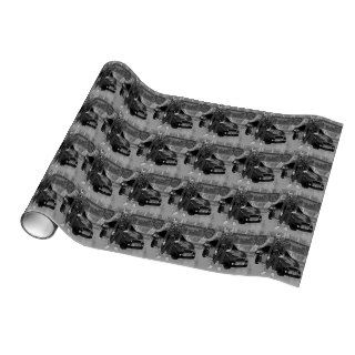 Zombie Sock Monkey Race Car Driver Grayscale Gift Wrapping Paper