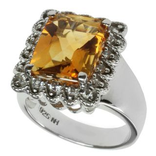 Michael Valitutti Sterling Silver Citrine and White Sapphire Ring Michael Valitutti Gemstone Rings