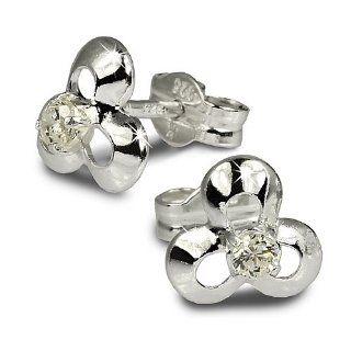 SilberDream earring Flower with white Zirkonia 925 Sterling Silver SDO529W Stud Earrings Jewelry