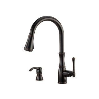 Pfister GT529 WHY Wheaton Single Handle Pull Down Kitchen Faucet with Soap Dispenser, Tuscan Bronze   Touch On Kitchen Sink Faucets  