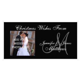 First Married Christmas Monogram PhotoCard Personalized Photo Card