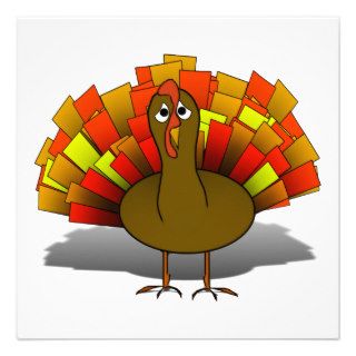 Worried Cartoon Thanksgiving Turkey Personalized Invite