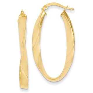 Oval Twist Hoop Earrings in 14K Yellow Gold, 35mm (1 3/8") Jewelry