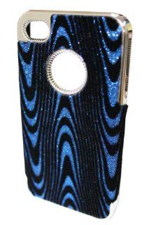 GO IC544 Glitter Fabric Drapes Design Hard Case for Apple iPhone 4/4S   1 Pack   Retail Packaging   Blue Cell Phones & Accessories