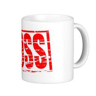 Boss red rubber stamp effect mugs