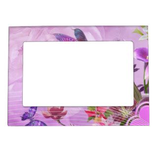Abstract Colorful Pink Purple Cute Butterfly Picture Frame Magnet