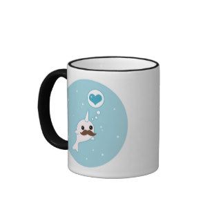 Mustache Narwhal Mugs