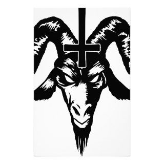 Satanic Goat Head with Cross (black) Personalized Stationery