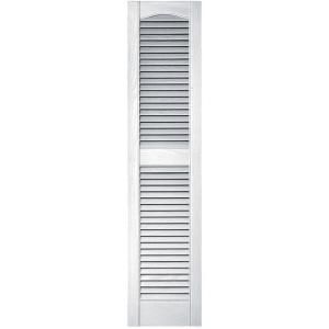 Builders Edge 12 in. x 52 in. Louvered Vinyl Exterior Shutters Pair in #001 White 010120052001