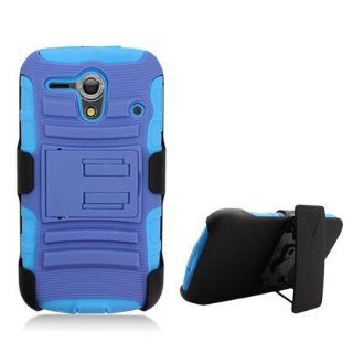 For Kyocera Hydro EDGE C5215 (Sprint/Boost Mobile) Navy Armor Case, w/ Blue Skin & Black Stand Cell Phones & Accessories