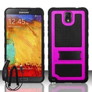 SAMSUNG GALAXY NOTE 3 BLACK PINK HYBRID PERFORATED KICKSTAND COVER HARD GEL CASE + FREE CAR CHARGER from [ACCESSORY ARENA] Cell Phones & Accessories