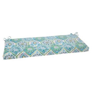 Outdoor Bench Cushion   Turquoise/Coral Medallion
