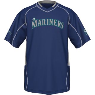 MAJESTIC ATHLETIC Mens Seattle Mariners Fast Action V Neck T Shirt   Size