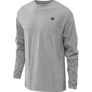 CHAMPION Mens Jersey Long Sleeve T Shirt   Size Large, Oxford Grey