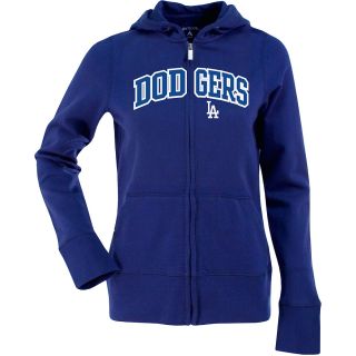 Antigua Womens Los Angeles Dodgers Signature Hood Applique Full Zip Sweatshirt