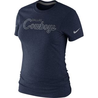 NIKE Womens Dallas Cowboys Tri Script Short Sleeve T Shirt   Size Large, Navy