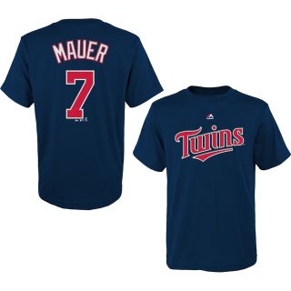 MAJESTIC ATHLETIC Youth Minnesota Twins Joe Mauer Name And Number T Shirt  
