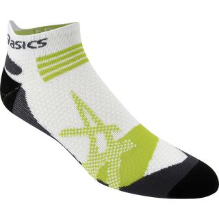ASICS Kayano Single Tab No Show Socks   Size Large, White/green/black