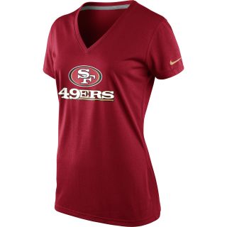 NIKE Womens San Francisco 49ers Dri FIT Legend Logo V Neck Short Sleeve T 
