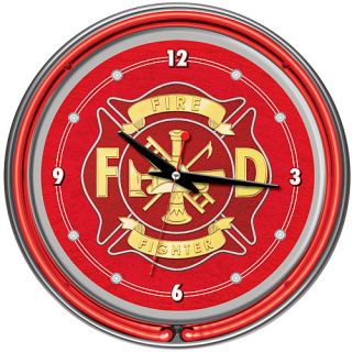 Trademark Global Fire Fighter 14 Inch Neon Wall Clock (FF1400)