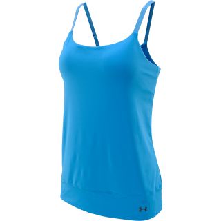UNDER ARMOUR Womens Essential Banded Tank   Size Large, Electric Blue/pewter