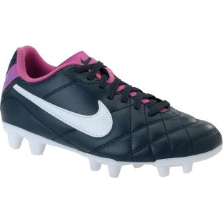 NIKE Womens Tiempo Rio FG Low Soccer Cleats   Size 6, Navy/white
