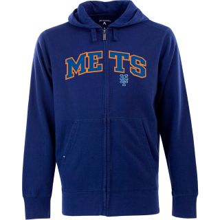 Antigua Mens New York Mets Full Zip Hooded Applique Sweatshirt   Size Large,