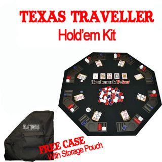 Trademark Global Texas Traveler Table Top Poker and 300 Chip Travel Set (10 