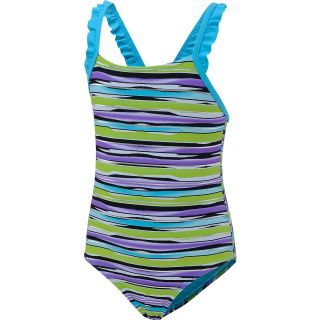 LAGUNA Toddler Girls Lucky Stripe One Piece Swimsuit   Size 2t, Turquoise
