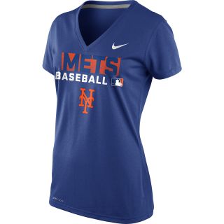 NIKE Womens New York Mets Team Issue Performance Legend Logo V Neck T Shirt  