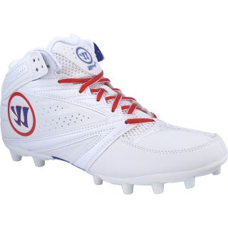 WARRIOR Mens Second Degree 3.0 Mid Lacrosse Cleats   Size 10, White/navy/red