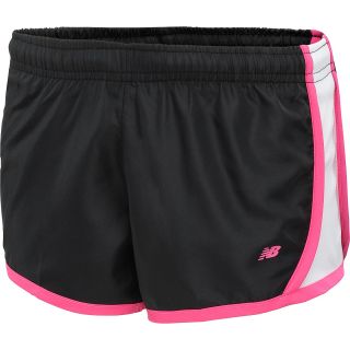 NEW BALANCE Girls Solid Legacy Shorts   Size Small, Black/pink