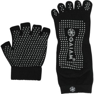 GAIAM Grippy Yoga Sock and Glove Set, Black/grey