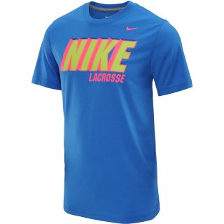 NIKE Mens Lacrosse Dri Blend Vintage Short Sleeve T Shirt   Size 2xl, Blue