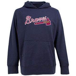 Antigua Mens Atlanta Braves Signature Hood Applique Pullover Sweatshirt   Size