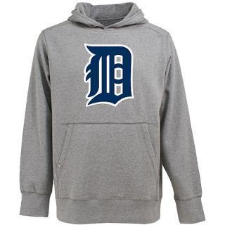 Antigua Mens Detroit Tigers Signature Hood Applique Gray Pullover Sweatshirt  