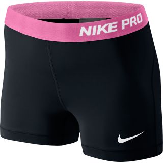 NIKE Womens Pro 3 Shorts   Size Xl, Black/pink