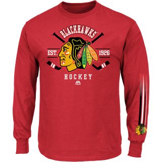 MAJESTIC ATHLETIC Mens Chicago Blackhawks Puffless Goal Cage Long Sleeve T 