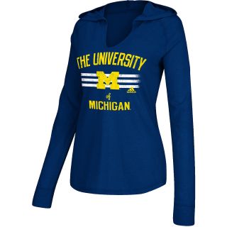 adidas Womens Michigan Wolverines University Hooded Long Sleeve T Shirt   Size
