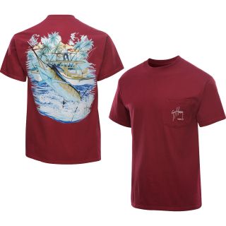 GUY HARVEY Mens Marlin Boat 2 Short Sleeve T Shirt   Size Large, Cardinal Red