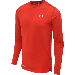 UNDER ARMOUR Mens ColdGear Fitted Crew Shirt   Size Medium, Red/metal