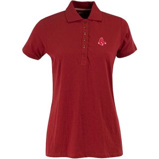 Antigua Womens Boston Red Sox Spark 100% Cotton Washed Jersey 6 Button Polo  