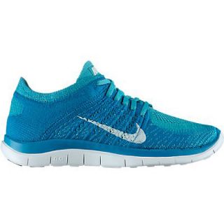 NIKE Womens Free Flyknit 4.0 Running Shoes   Size 7, Turquoise/white