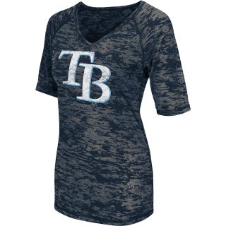 G III Womens Tampa Bay Rays Burnout V Neck Mid Sleeve T Shirt   Size Large,